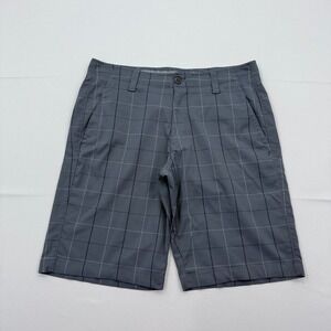 Under Armour Golf‎ Heat Gear Chino Shorts Mens 33" Loose Gray Plaid Check 11"